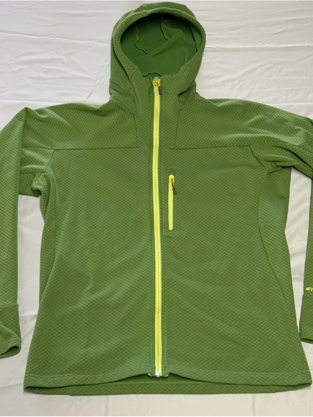 Green MEC Hooded Full-Zip Sweater/Base layer with Contrast Zipper